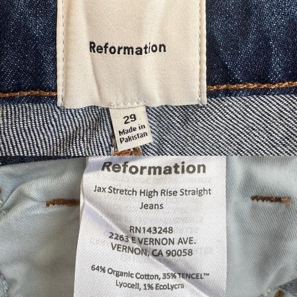 NWT Reformation Jax Stretch High Rise Jeans in Seneca Wash Blue Size: 29 - Picture 9 of 13